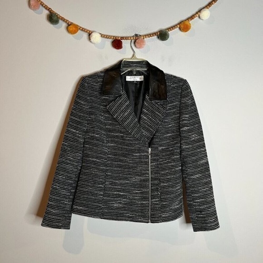 Tahari ASL patterned moto jacket blacker
